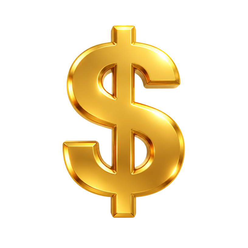 Golden dollar sign symbol representing money and personal loans